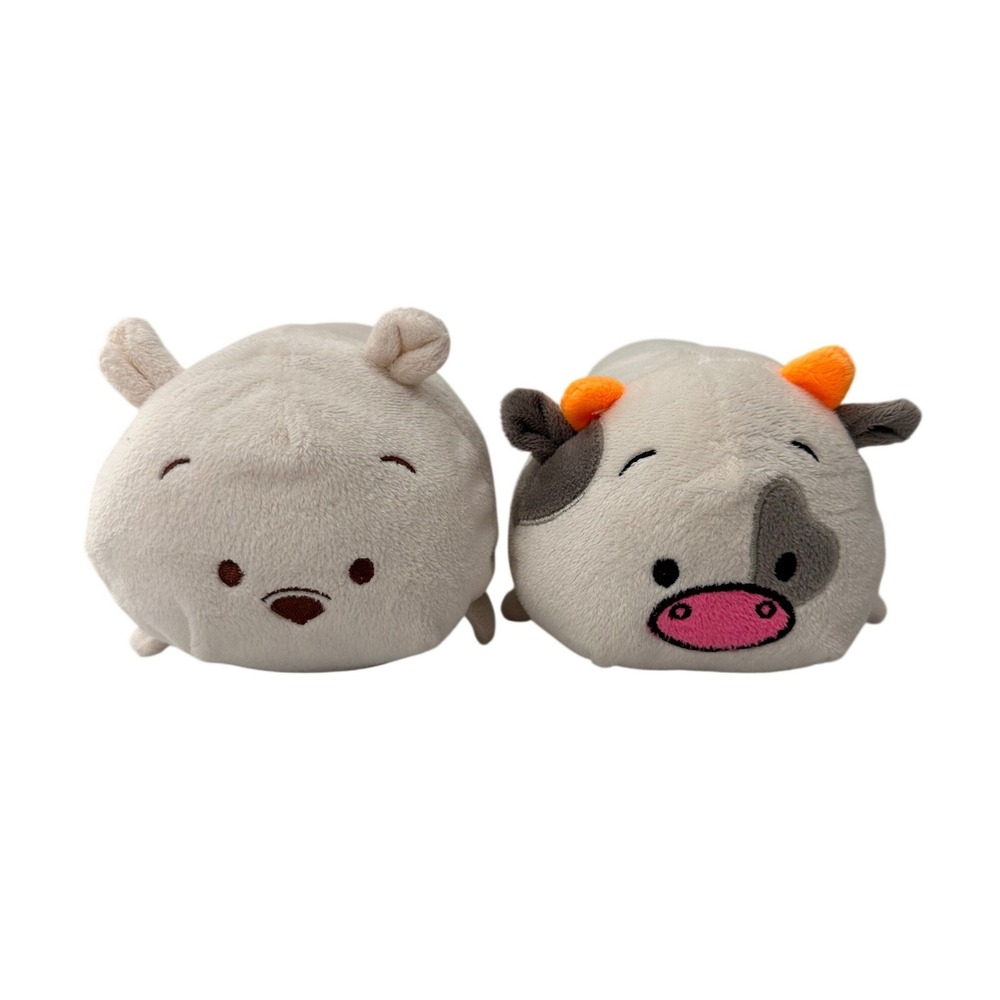 Bun Bun Plush Bear Cow Stuffed Animal Toy Lot 7 Inch White Nursery Decor  2pc